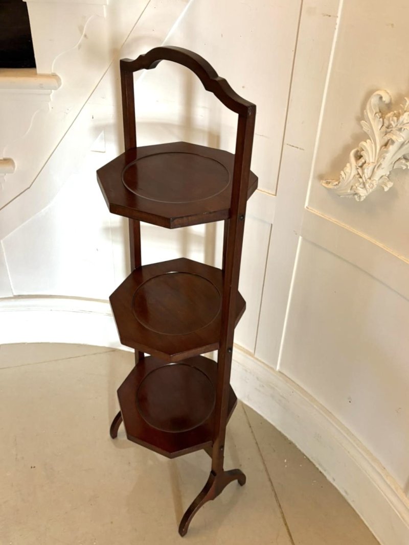 Antique Edwardian Mahogany Three-Tier Cake Stand